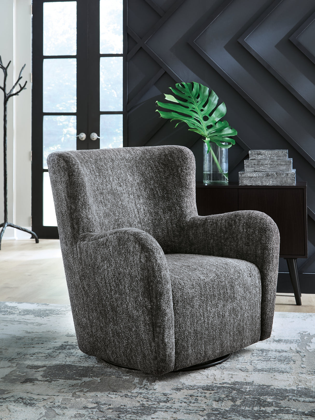 Furniture City Houma - Ashley Furniture - Rowenburg Swivel Glider Accent Chair - Swivel Glider Accent Chair / Heather Charcoal - A3000796
