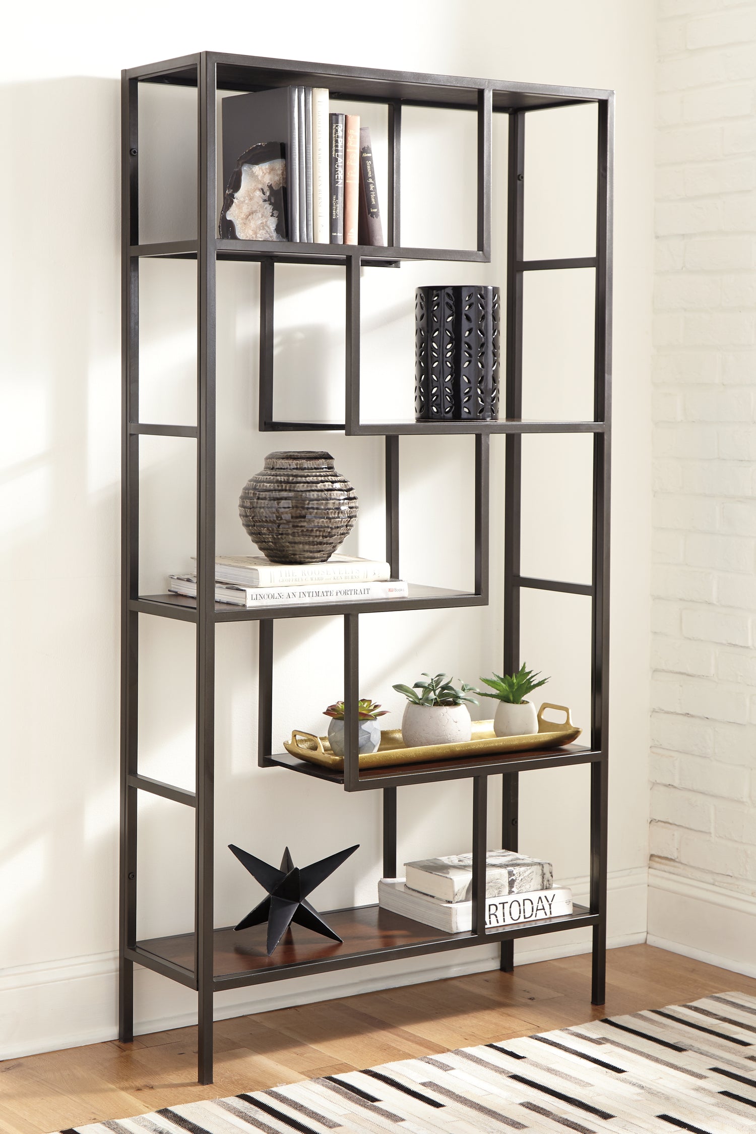 Furniture City Houma - Ashley Furniture - Frankwell Bookcase - Bookcase / Brown/Black - A4000021