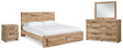 Furniture City Houma - Ashley Furniture - Hyanna King Panel Storage Bed, Dresser, Mirror and Nightstand - King Panel Storage Bed, Dresser, Mirror and Nightstand - B1050B16