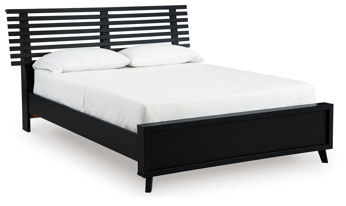 Danziar Queen Slat Panel Platform Bed, Dresser and Mirror