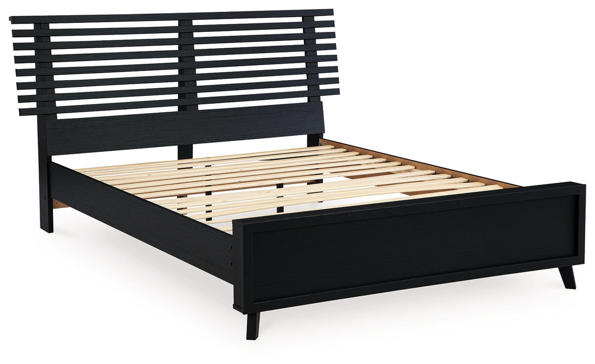 Danziar Queen Slat Panel Platform Bed, Dresser and Mirror