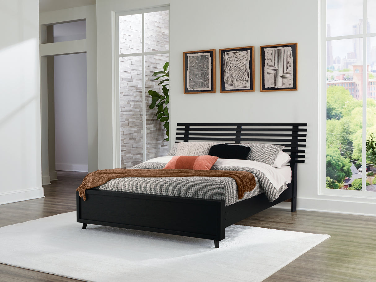 Danziar Queen Slat Panel Platform Bed, Dresser and Mirror