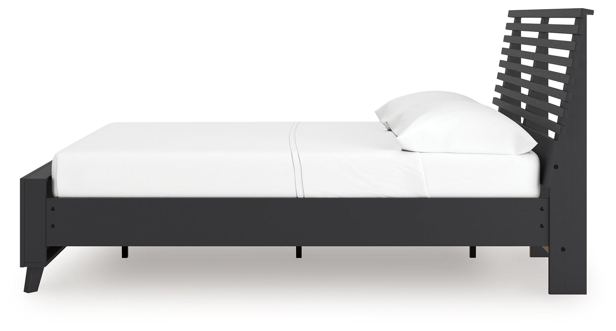 Danziar Full Slat Panel Platform Bed, Dresser and Mirror
