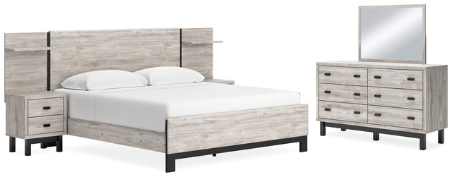 Furniture City Houma - Ashley Furniture - Vessalli King Panel Bed, Dresser, Mirror and 2 Nightstands - King Panel Bed, Dresser, Mirror and 2 Nightstands - B1036B14