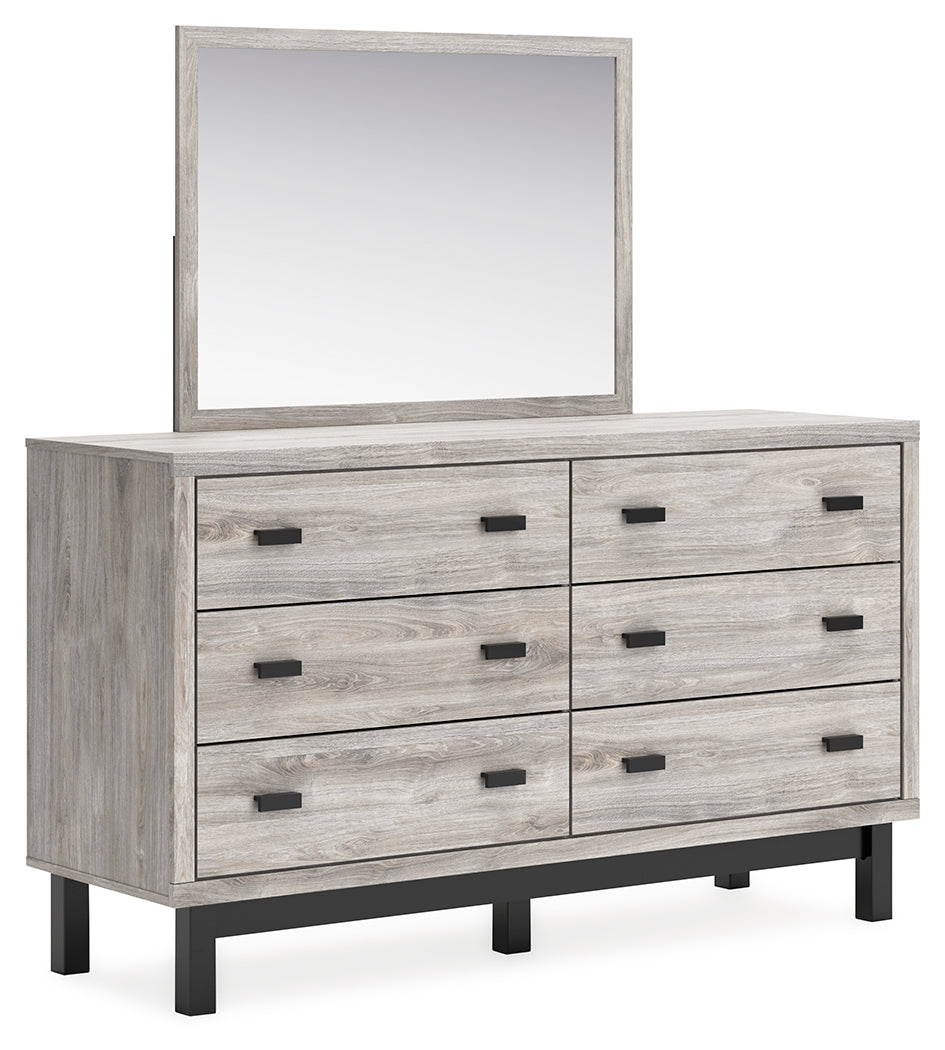 Vessalli Queen Panel Bed with Extensions, Dresser and Mirror