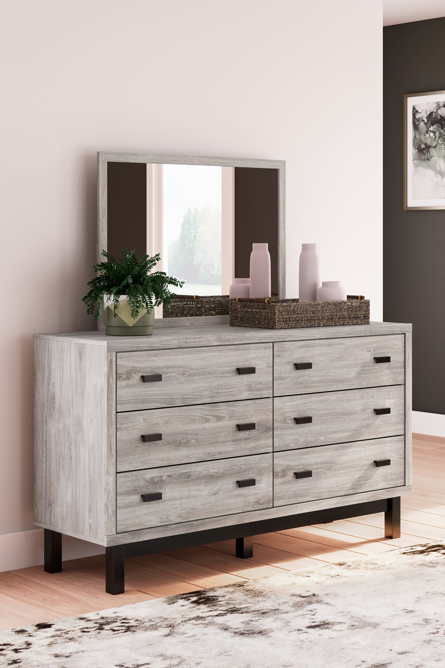 Vessalli King Panel Bed, Dresser, Mirror and 2 Nightstands