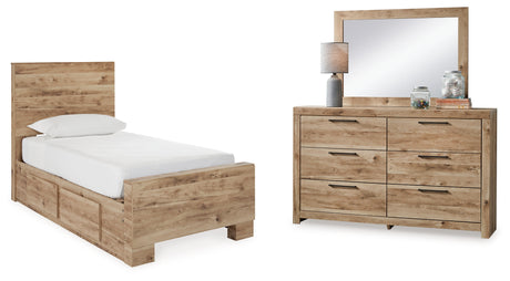 Furniture City Houma - Ashley Furniture - Hyanna Twin Panel Bed with 1 Side Storage, Dresser and Mirror - Twin Panel Bed with 1 Side Storage, Dresser and Mirror - B1050B26