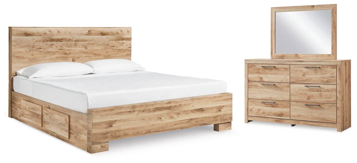 Furniture City Houma - Ashley Furniture - Hyanna King Panel Bed with 2 Side Storage, Dresser and Mirror - King Panel Bed with 2 Side Storage, Dresser and Mirror - B1050B47