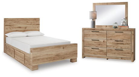 Furniture City Houma - Ashley Furniture - Hyanna Full Panel Bed with 1 Side Storage, Dresser and Mirror - Full Panel Bed with 1 Side Storage, Dresser and Mirror - B1050B27