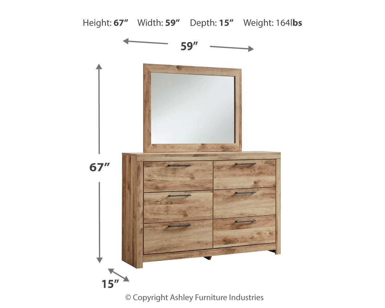 Hyanna King Panel Bed, Dresser, Mirror and 2 Nightstands