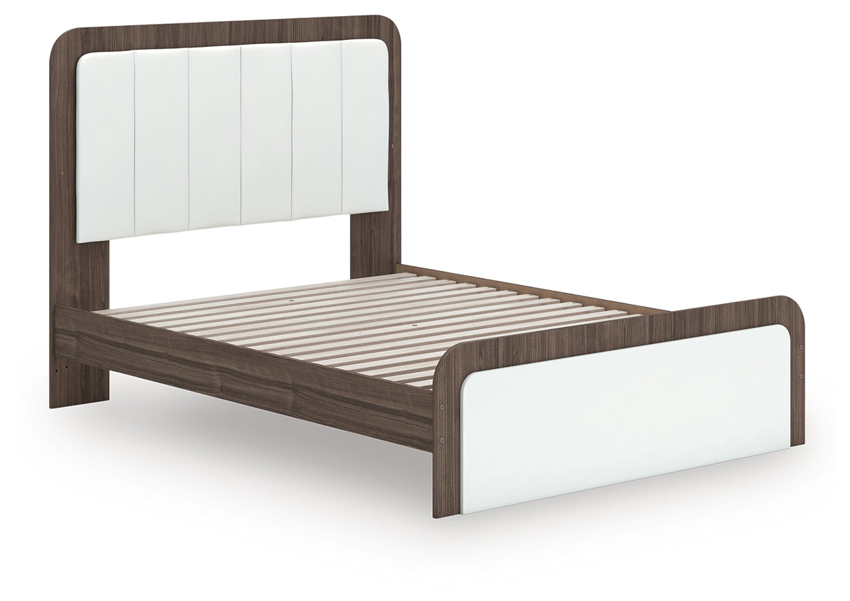 Kendanport Queen Upholstered Bed, Dresser and Nightstand