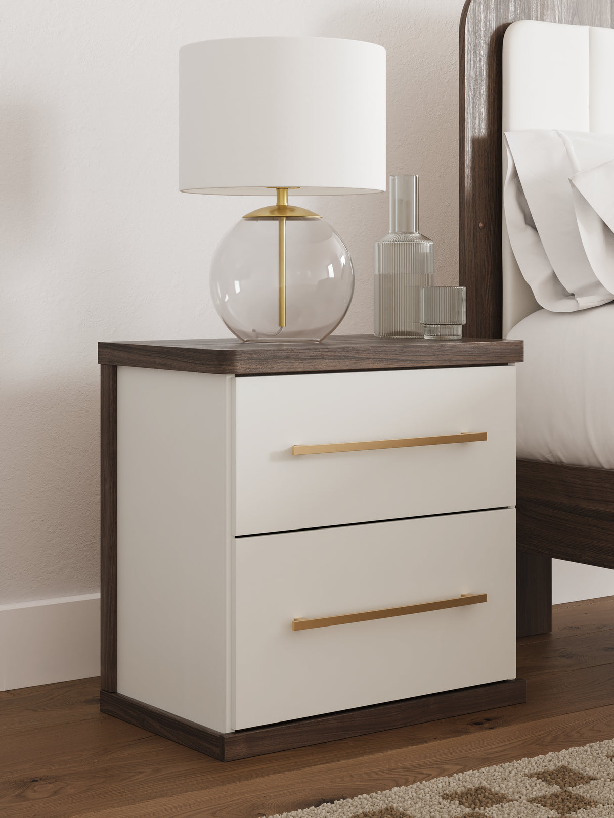 Kendanport Queen Upholstered Bed, Dresser and Nightstand
