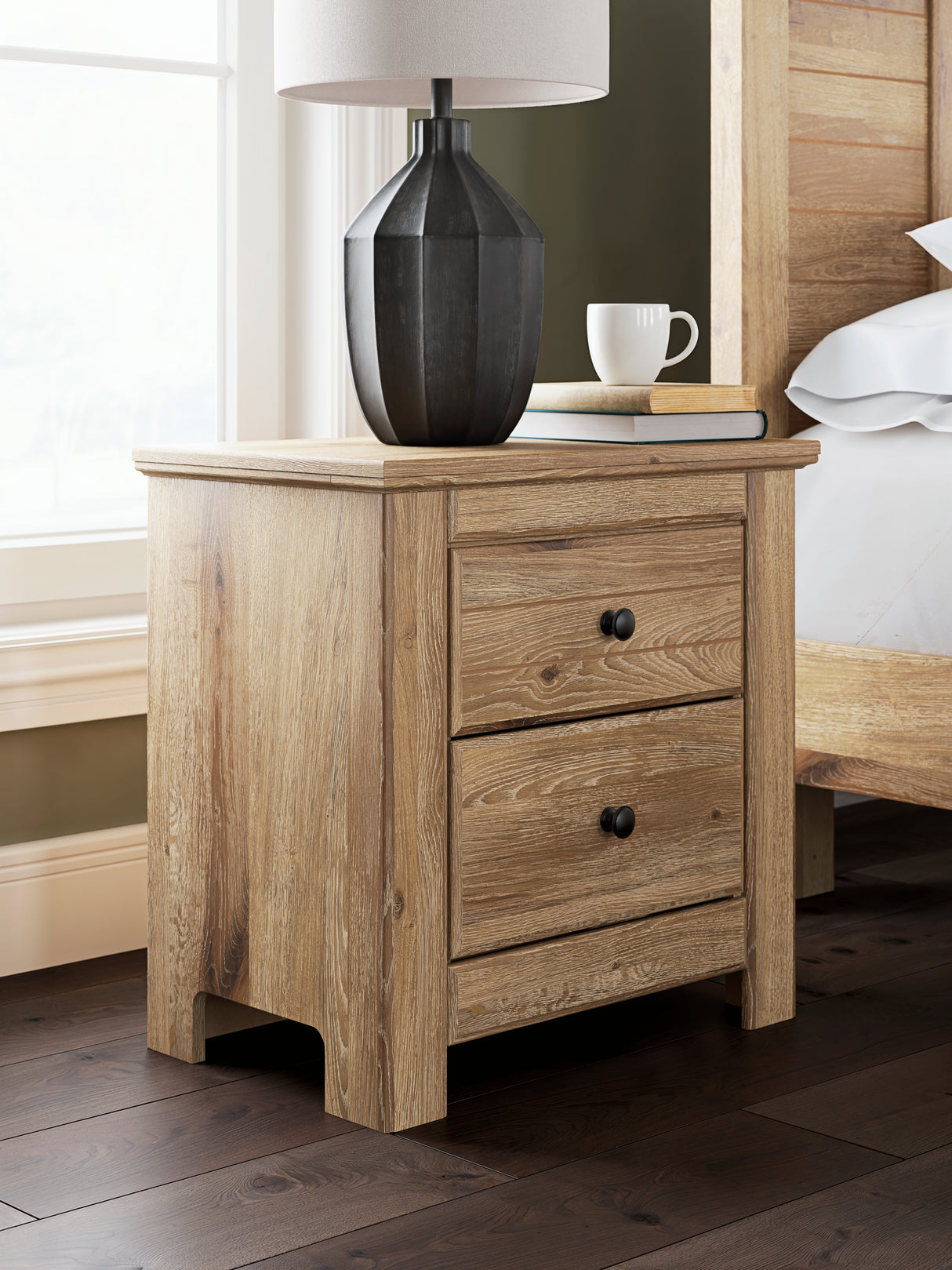 Furniture City Houma - Ashley Furniture - Makidern Nightstand - Two Drawer Night Stand / Tan - PCB1170-92