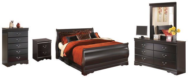 Furniture City Houma - Ashley Furniture - Huey Vineyard Queen Sleigh Bed with Dresser, Mirror, Chest and Nightstand - Queen Sleigh Bed with Dresser, Mirror, Chest and Nightstand - B128B24