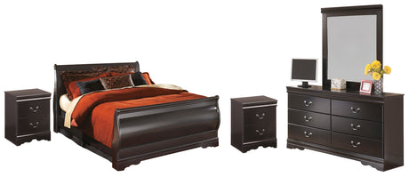 Furniture City Houma - Ashley Furniture - Huey Vineyard Full Sleigh Bed with Mirrored Dresser and 2 Nightstands - Full Sleigh Bed with Mirrored Dresser and 2 Nightstands - B128B11