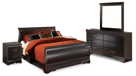 Furniture City Houma - Ashley Furniture - Huey Vineyard Full Sleigh Bed, Dresser, Mirror and Nightstand - Full Sleigh Bed, Dresser, Mirror and Nightstand - B128B20