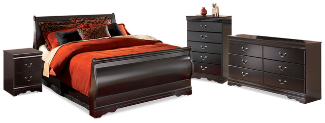 Furniture City Houma - Ashley Furniture - Huey Vineyard Full Sleigh Bed, Dresser, Mirror, Chest and Nightstand - Full Sleigh Bed, Dresser, Mirror, Chest and Nightstand - B128B35