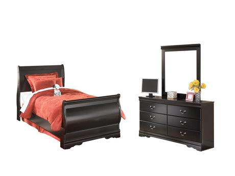 Furniture City Houma - Ashley Furniture - Huey Vineyard Twin Sleigh Bed with Mirroed Dresser and Nightstand - Twin Sleigh Bed with Mirroed Dresser and Nightstand - B128B13