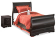 Furniture City Houma - Ashley Furniture - Huey Vineyard Twin Sleigh Bed and Nightstand - Twin Sleigh Bed and Nightstand - B128B41