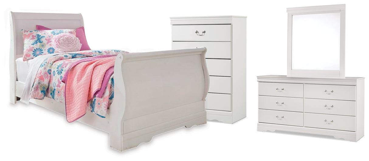Furniture City Houma - Ashley Furniture - Anarasia Twin Sleigh Bed, Dresser, Mirror and Chest - Twin Sleigh Bed, Dresser, Mirror and Chest - B129B21
