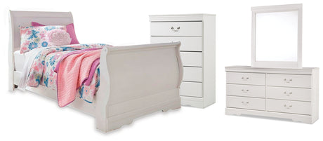 Furniture City Houma - Ashley Furniture - Anarasia Twin Sleigh Bed, Dresser, Mirror and Chest - Twin Sleigh Bed, Dresser, Mirror and Chest - B129B21