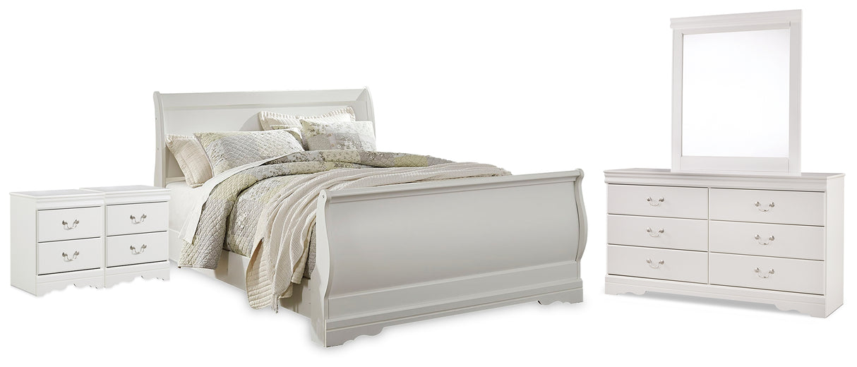 Furniture City Houma - Ashley Furniture - Anarasia Queen Sleigh Bed, Dresser, Mirror and 2 Nightstands - Queen Sleigh Bed, Dresser, Mirror and 2 Nightstands - B129B23
