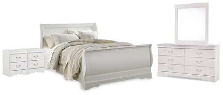 Furniture City Houma - Ashley Furniture - Anarasia Queen Sleigh Bed, Dresser, Mirror and 2 Nightstands - Queen Sleigh Bed, Dresser, Mirror and 2 Nightstands - B129B23