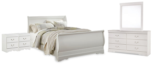 Furniture City Houma - Ashley Furniture - Anarasia Queen Sleigh Bed, Dresser, Mirror and 2 Nightstands - Queen Sleigh Bed, Dresser, Mirror and 2 Nightstands - B129B23