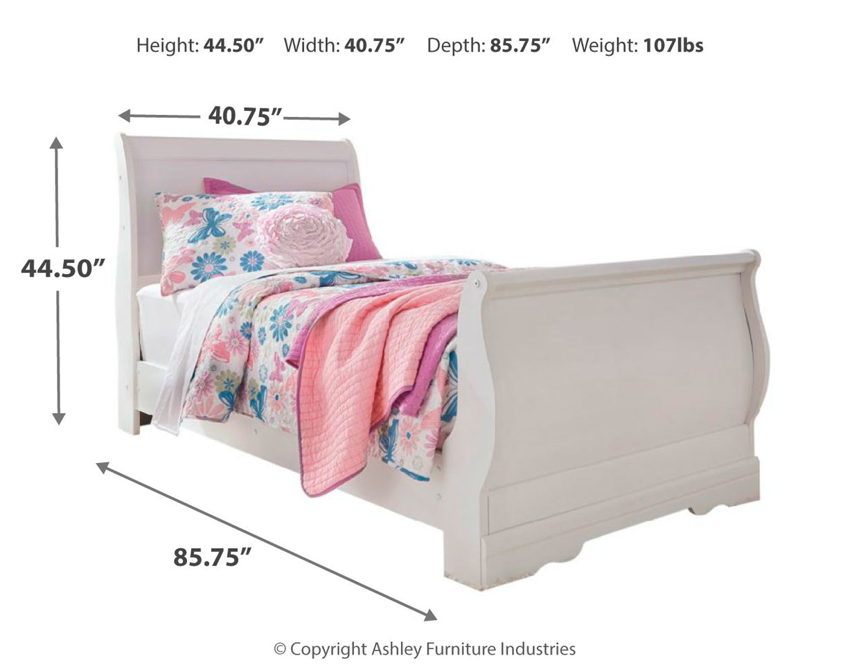 Anarasia Twin Sleigh Bed, Chest and Nightstand
