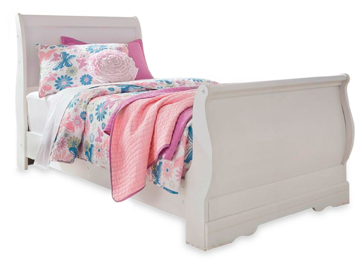 Anarasia Twin Sleigh Bed, Dresser, Mirror and Chest