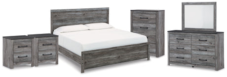 Bronyan King Panel Bed, Dresser, Mirror, Chest and 2 Nightstands
