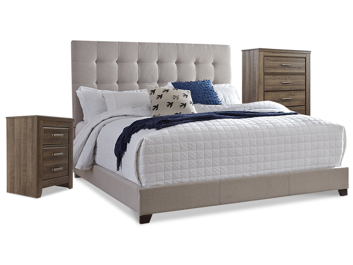 Furniture City Houma - Ashley Furniture - Dolante Queen Upholstered Bed with Chest of Drawers and Nightstand - Queen Upholstered Bed with Chest of Drawers and Nightstand - B130B7