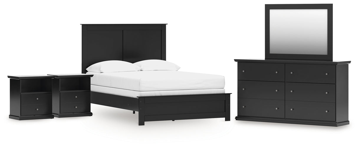 Maribel Full Panel Bed with Dresser, Mirror and 2 Nightstands