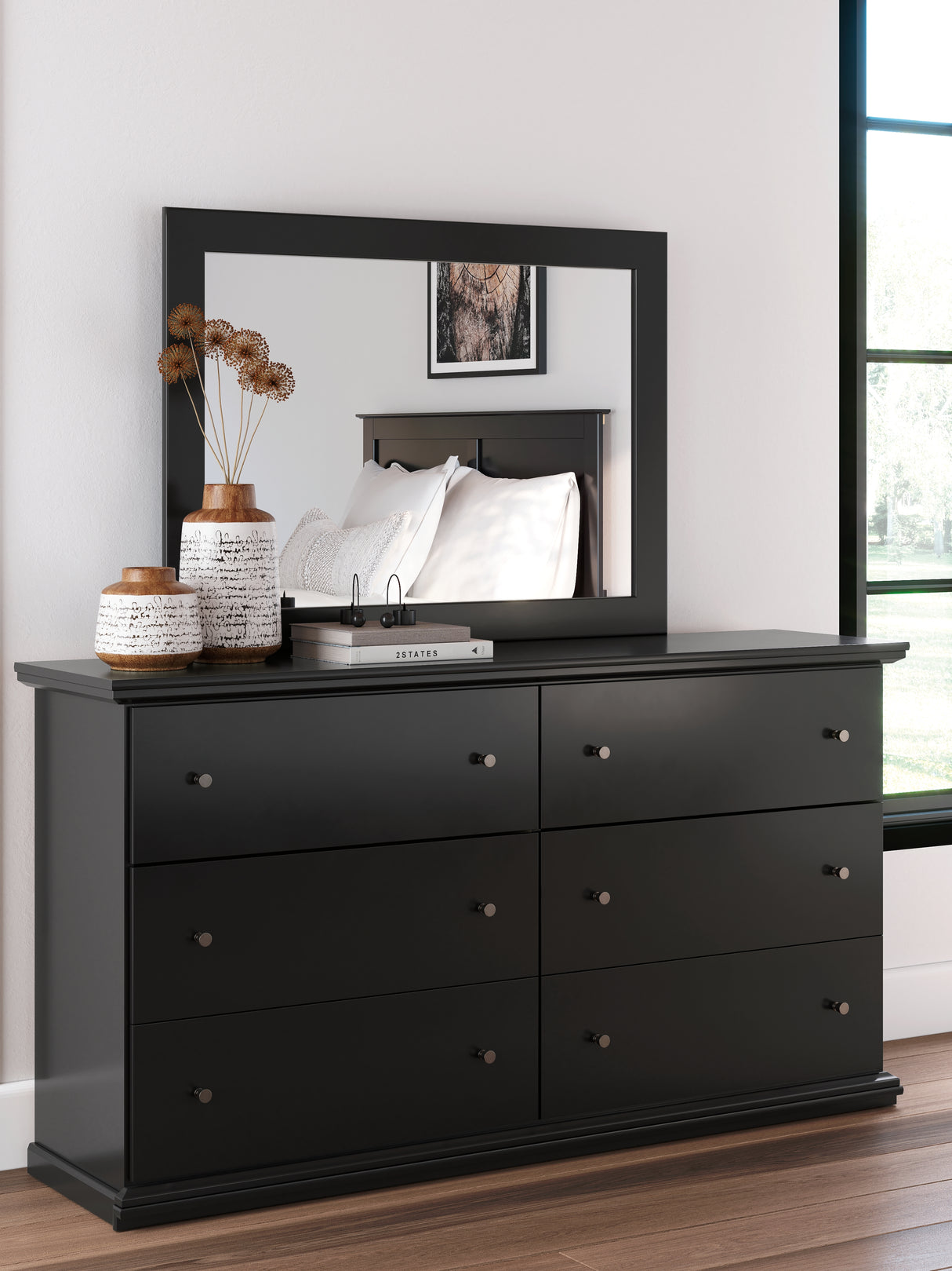 Maribel King Panel Bed, Dresser, Mirror, Chest, and 2 Nightstands