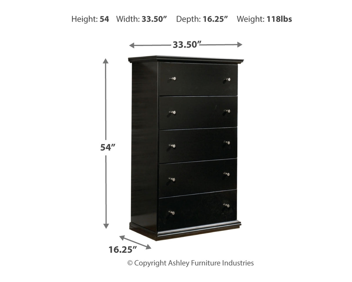 Maribel Full Panel Bed, Dresser, Mirror and Chest