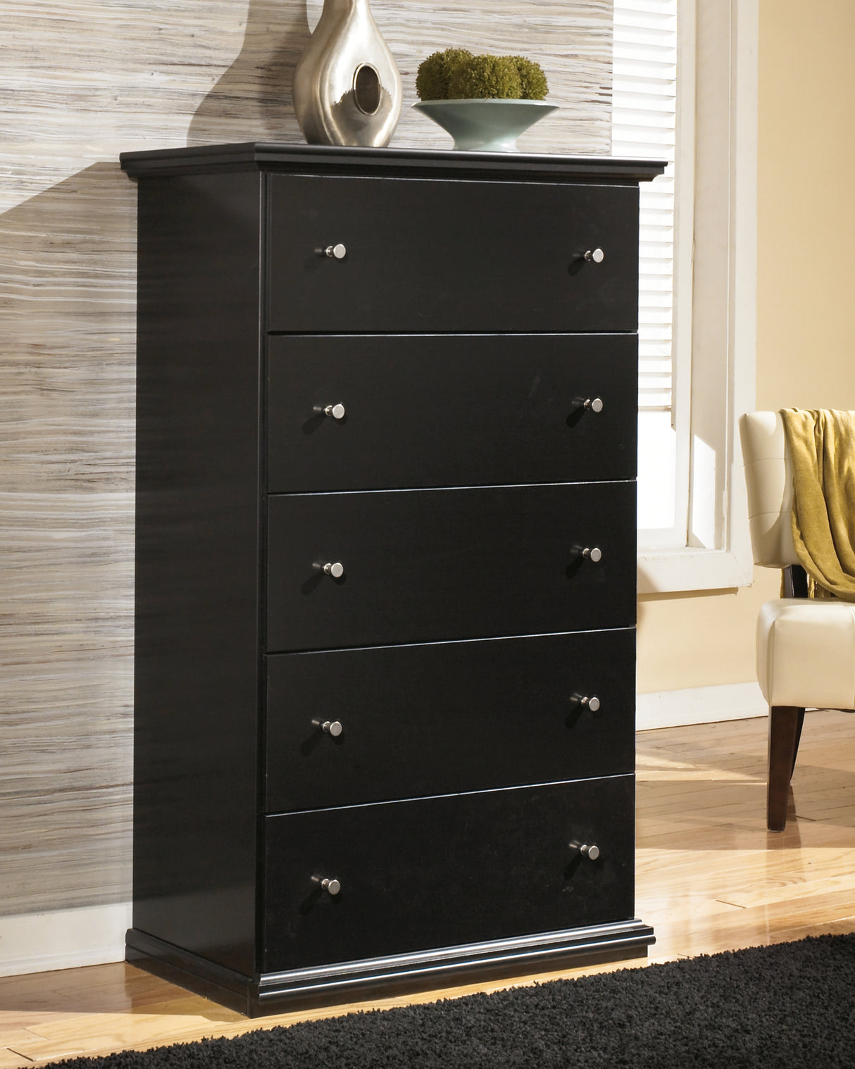 Maribel Full Panel Bed, Dresser, Mirror and Chest