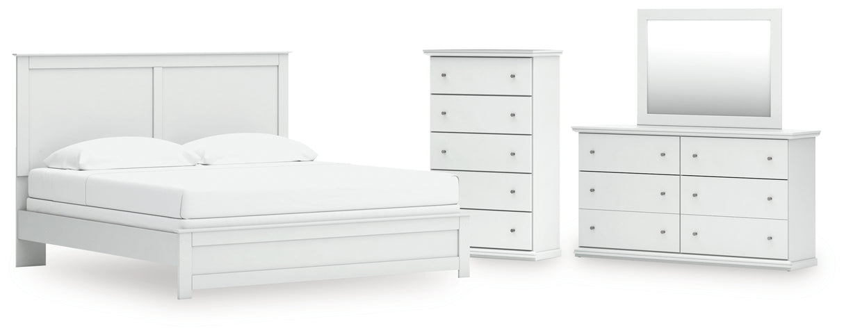 Bostwick Shoals King Panel Bed, Dresser, Mirror and Chest