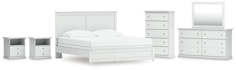 Bostwick Shoals King Panel Bed, Dresser, Mirror, Chest and 2 Nightstands
