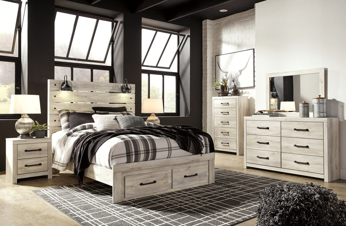 Cambeck Queen Panel Storage Bed, Dresser, Mirror and Nightstand