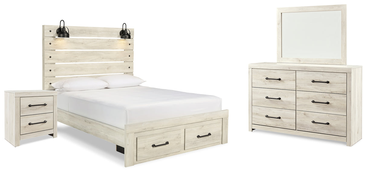 Cambeck Queen Panel Storage Bed, Dresser, Mirror and Nightstand