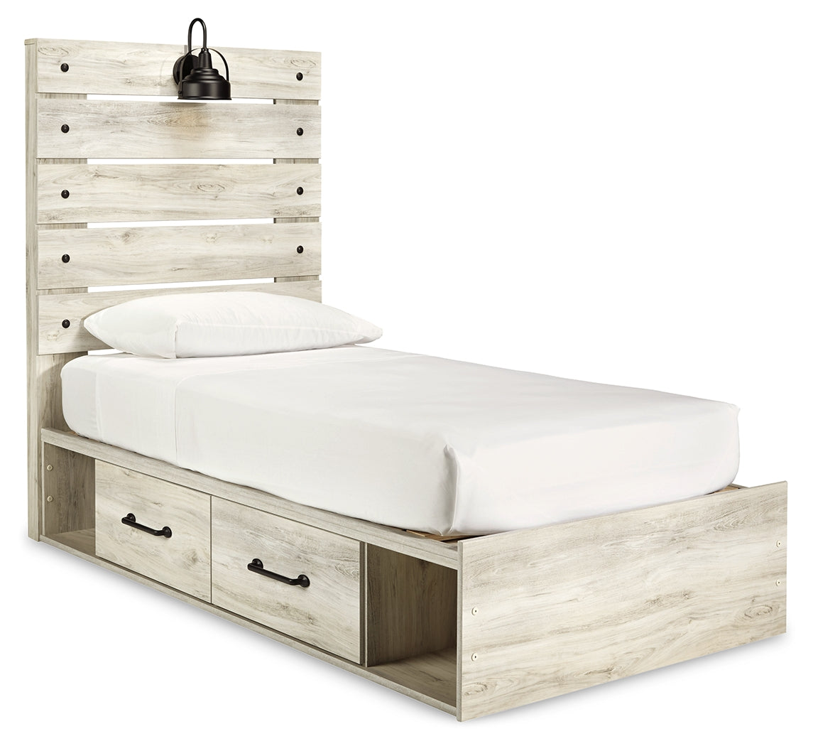 Cambeck Twin Panel Bed with Storage, Dresser, Mirror, Chest and 2 Nightstands