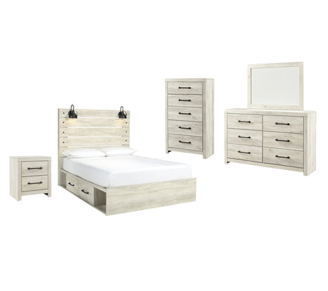 Cambeck Queen Panel Bed with Storage, Dresser, Mirror, Chest and Nightstand