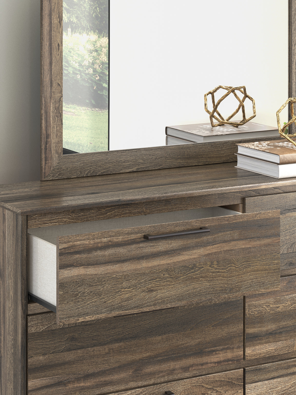 Elbrim King Panel Bed, Dresser, Mirror and Nightstand