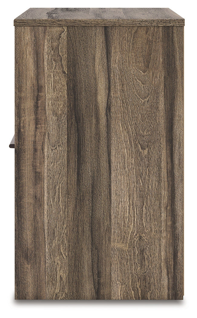 Elbrim Queen Panel Storage Bed, Dresser, Mirror and Nightstand