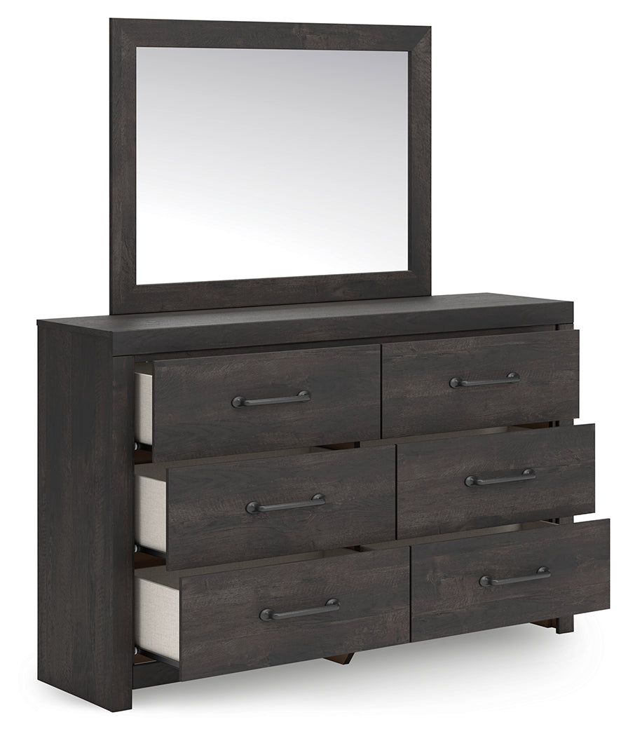 Hollivern Queen Panel Bed, Dresser, Mirror and Nightstand