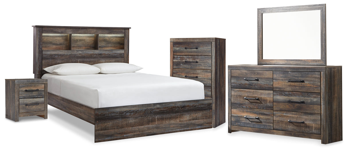 Furniture City Houma - Ashley Furniture - Drystan Queen Bookcase Panel Bed, Dresser, Mirror Chest and Nightstand - Queen Bookcase Panel Bed, Dresser, Mirror Chest and Nightstand - B211B111