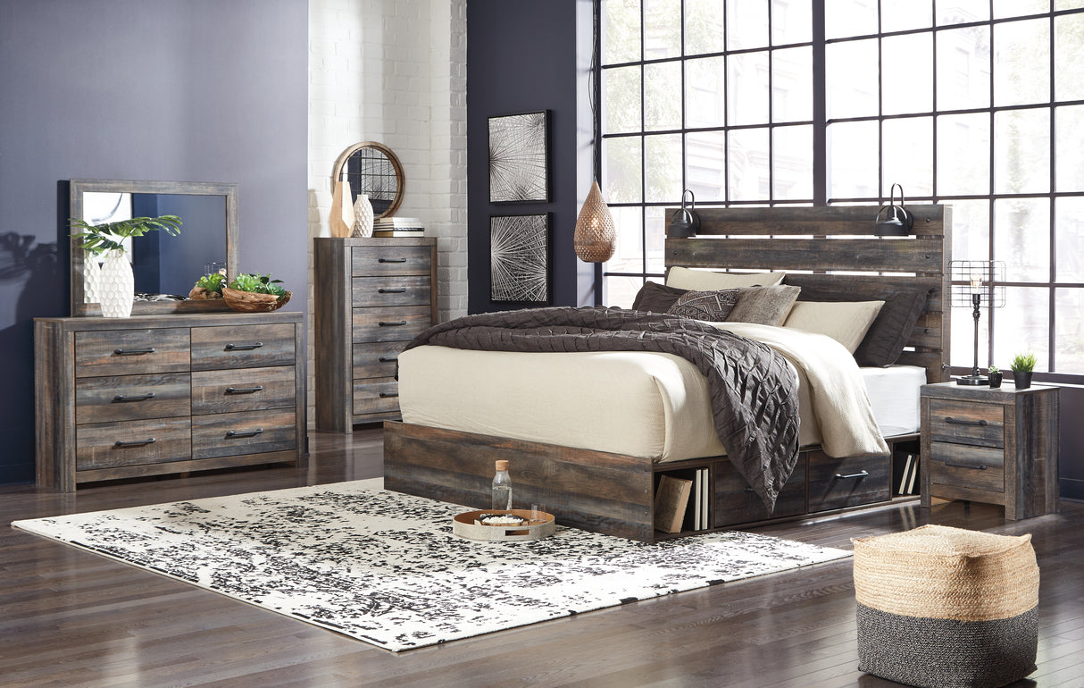 Furniture City Houma - Ashley Furniture - Drystan King Panel Bed with Storage, Dresser, Mirror, Chest and 2 Nightstands - King Panel Bed with Storage, Dresser, Mirror, Chest and 2 Nightstands - B211B66