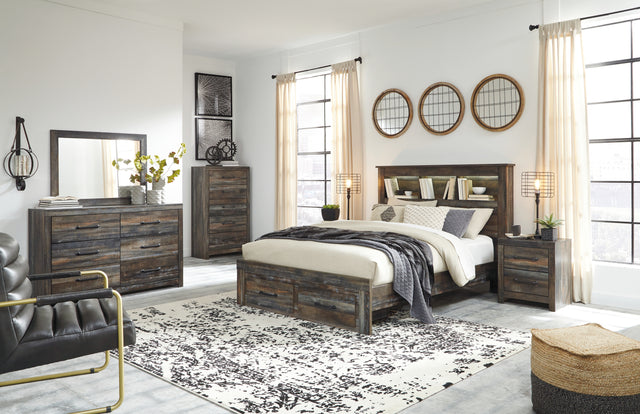 Furniture City Houma - Ashley Furniture - Drystan Queen Bookcase Storage Bed, Dresser, Mirror, Chest and 2 Nightstands - Queen Bookcase Storage Bed, Dresser, Mirror, Chest and 2 Nightstands - B211B79