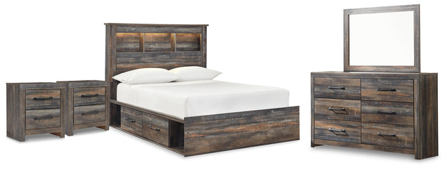 Furniture City Houma - Ashley Furniture - Drystan Full Bookcase Storage Bed, Dresser, Mirror and 2 Nightstands - Full Bookcase Storage Bed, Dresser, Mirror and 2 Nightstands - B211B98
