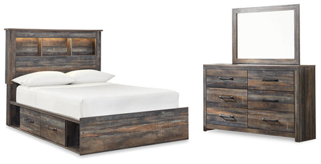Furniture City Houma - Ashley Furniture - Drystan Full Panel Bookcase Bed, with Storage, Dresser and Mirror - Full Panel Bookcase Bed, with Storage, Dresser and Mirror - B211B73